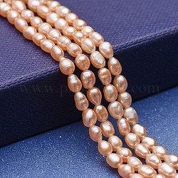 Fili di perle di perle d'acqua dolce coltivate naturali, patata, bisque, 4~5x3~3.5mm, Foro: 0.5 mm, circa 76~77pcs/filo, 13.58 pollice (34.5 cm)