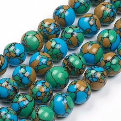 Chapelets de perles en turquoise synthétique, teinte, ronde, colorées, 18mm, Trou: 1mm, Environ 22 pcs/chapelet, 15.7 pouce (40 cm)