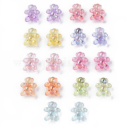 Perles en acrylique transparente, de couleur plaquée ab , ours, couleur mixte, 16x13x8.5mm, Trou: 2mm