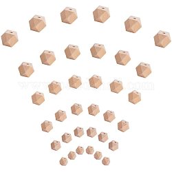 Pandahall elite 120 pcs 6 tamaños cuentas de madera geométricas facetadas sin terminar cuentas de madera hexagonales naturales cuentas espaciadoras de madera diy para pulsera collar fabricación de joyas accesorios de manualidades diy