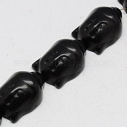 Perline turchese sintetico, tinto, Budda, nero, 29x20x13mm, Foro: 1 mm