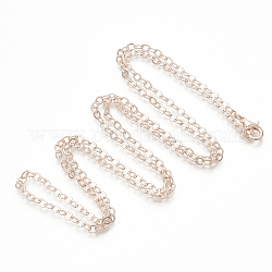 Brass Cable Chain Necklace Making, with Lobster Claw Clasps, Rose Gold, 32 inch(81.5cm)
