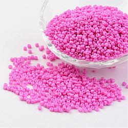 12/0 1.5~2mm Baking Paint Glass Seed Beads Loose Spacer Beads, Hot Pink Hole: 0.5~1mm, about 2890pcs/50g