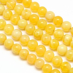 Natürliche Honigcalcit runde Perlenstränge, 10 mm, Bohrung: 1 mm, ca. 40 Stk. / Strang, 15.7 Zoll