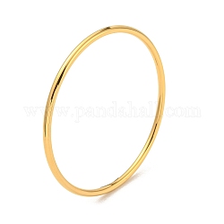 Placcatura ionica (ip) 304 braccialetto semplice da donna in acciaio inossidabile, vero placcato oro 18k, 1/8 pollice (0.3 cm), diametro interno: 2-1/2 pollice (6.5 cm)