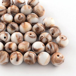 Perles acryliques opaques, ronde, chameau, 12mm, Trou: 2mm