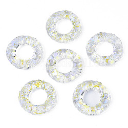 Transparent Glass Linking Rings, AB Color Plated, Donut with Swirl Pattern, Clear AB, 30x7mm, Inner Diameter: 14mm