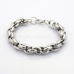 Casual Style 304 Stainless Steel Double Link Chain Bracelets, with Lobster Claw Clasps, Stainless Steel Color, 8-5/8 inch(22cm)