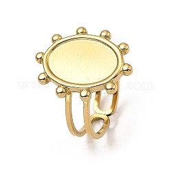 304 offene Manschettenpolster-Ringeinstellungen aus Edelstahl, Oval, echtes 18k vergoldet, uns Größe 6 1/2 (16.9mm), 5 mm, Fach: 14x10 mm