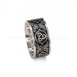 Anillos de dedo con nudo trinitario/triquetra esmaltado de acero inoxidable, anillo Claddagh, color acero inoxidable, diámetro interior: 21 mm