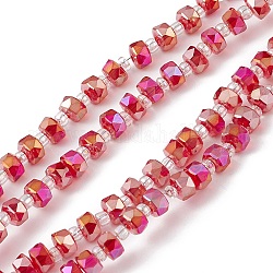Trasparenti perle di vetro placca fili, sfaccettato, rondelle, ab colore placcato, rosso, 5.5x3.5~4mm, Foro: 1 mm, circa 100pcs/filo, 21.65~22.05 pollice (55~56 cm)