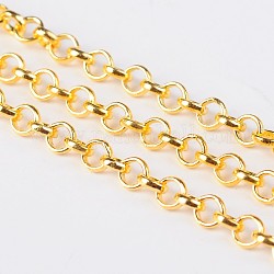 Iron Rolo Chain, Unwelded, Lead Free, Golden, 4x1mm