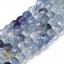 Chapelets de perles en fluorite naturel, facette, cube, 4~4.5x4~4.5x4~4.5mm, Trou: 0.8mm, Environ 110 pcs/chapelet, 15.55 pouce (39.5 cm)