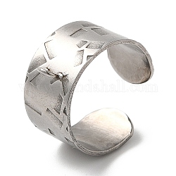 304 componente dell'anello del polsino aperto in acciaio inossidabile, base ad anello, colore acciaio inossidabile, Foro: 2 mm, noi taglia 7(17.3mm)