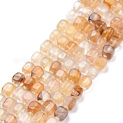 Quartz hématoïde jaune naturel/fils de perles de quartz guérisseur doré, avec des perles de rocaille, carrée, 6~7x6~7x6~7mm, Trou: 1mm, Environ 45 pcs/chapelet, 15.16 pouce (38.5 cm) ~ 15.83 pouces (40.2 cm)