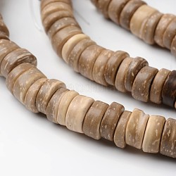 Gefärbt natürliche Perle Kokosscheibe Stränge, rauchig, 9x2~6 mm, Bohrung: 3 mm, ca. 108 Stk. / Strang, 15.7 Zoll