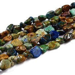 Fili di perline naturali di crisocolla e lapislazzuli, pepite, pietra burrattata, 5~8.5x5.5~7x3.5~4mm, Foro: 0.7 mm, circa 64pcs/filo, 16.34 pollice (41.5 cm)