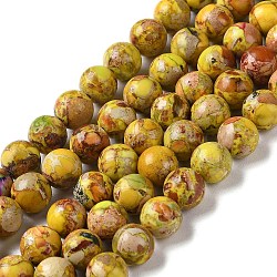 Brins de perles de jaspe impérial naturel, teinte, ronde, jaune, 8~8.5mm, Trou: 1~1.2mm, Environ 47~48 pcs/chapelet, 15.16 pouce (38.5 cm)