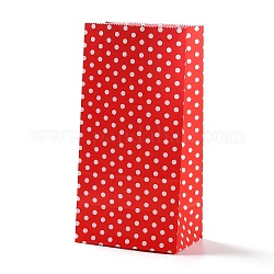 Rechteckige Kraftpapiertüten, keine Griffe, Geschenk-Taschen, Tupfenmuster, orange rot, 13x8x24 cm