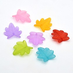 Transparent Acrylic Pendants, Frosted Style, Maple Leaf, Mixed Color, 26x24x4mm, Hole: 2mm, about 613pcs/500g
