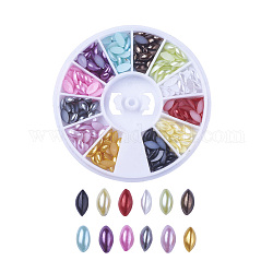 Cabujones de perlas de imitación de plástico ABS, ojo del caballo, color mezclado, color mezclado, 6x3x1.5mm, acerca 20pcs / del color, 240 unidades / caja