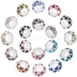 Pandahall elite circa 108 pezzo di strass in lega di colore misto perline europee con foro grande per creazione di gioielli e creazione di braccialetti, 11x6mm, Foro: 5 mm