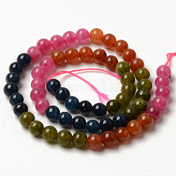 Fili di perle di quarzo naturale tinti rotondi, perline multicolore segmentate, colore misto, 6.5mm, Foro: 1 mm, circa 60pcs/filo, 15.08 pollice (38.3 cm)