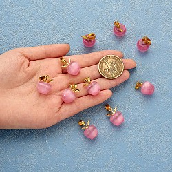 10 pièces pomme gemme pendentif à breloque cristal quartz guérison pendentifs en pierre naturelle opale boucle pour bijoux collier boucle d'oreille fabrication artisanat, rose, 20.5x14.8mm, Trou: 3mm