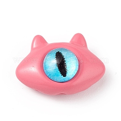 Pulverizar abalorios de la aleación pintadas, con ojo de vidrio, cabeza de gato, de color rosa oscuro, 10.5x15x7mm, agujero: 1.5 mm