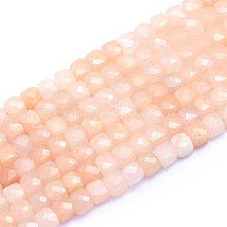 Natürliche rosa Aventurin Perlen Stränge, Würfel, facettiert, 6~6.5x6~6.5x6~6.5 mm, Bohrung: 1 mm, ca. 58 Stk. / Strang, 15.55 Zoll (39.5 cm)
