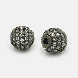 Messing Zirkonia Perlen, Runde, Metallgrau, 6 mm, Bohrung: 1.5 mm