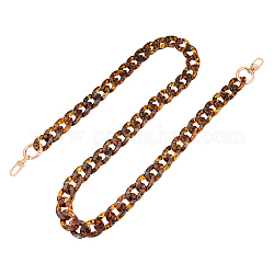Anses de sac en chaîne gourmette en acrylique à motif imprimé léopard, fermoirs alliage pivotantes, pour les accessoires de remplacement de sac à bandoulière, verge d'or, 103 cm