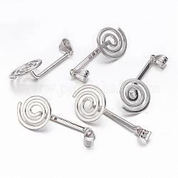 Brass Donut Bails, Donuthalter, Fit For Pi Disc Pendants Jewelry Making, Platinum, about 16mm wide, 43mm long, hole: 4mm