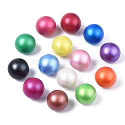 Perles de bois naturel peintes, nacré, pas de trous / non percés, ronde, couleur mixte, 15mm