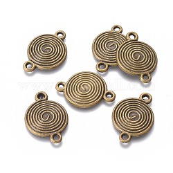 Connecteurs de liens en alliage de style tibétain, plat rond / Vortex, bronze antique, 26x18x2mm, Trou: 2mm