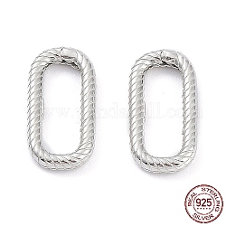 925 anneaux à ressort en argent sterling rhodié, ovale, platine, 17.5x8.5x2mm, diamètre intérieur: 13x5 mm
