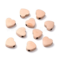 Ion Plating(IP) 304 Stainless Steel Beads, Heart, Rose Gold, 8.5x9x3mm, Hole: 1.8mm