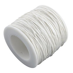 Umweltfreundliche gewachste Baumwollfadenschnüre, Makramee Perlenschnüre, für die Herstellung von Armbandkettenschmuck, weiß, 1 mm, ca. 100 Yards / Rolle