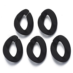 Opaque Spray Painted Acrylic Linking Rings, Quick Link Connectors, for Curb Chains Making, Frosted, Twist, Black, 30x21x7mm, Inner Diameter: 17x8.5mm, about 280pcs/500g
