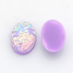 Résine imité ovales cabochons d'opale, lilas, 14x10x4mm