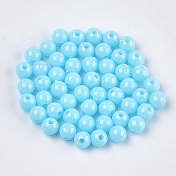 Непрозрачные пластиковые бусины, круглые, голубой, 6x5.5 мм, отверстие : 1.8 мм, Около 4790 шт / 500 г