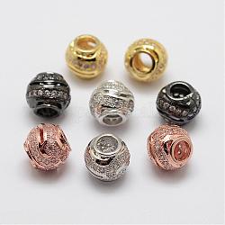 Perles européennes en laiton avec zircone cubique de micro pave, rondelle, sans plomb et sans nickel, couleur mixte, 10x9mm, Trou: 4.5mm