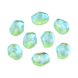 Glass Rhinestone Cabochons, Nail Art Decoration Accessories, Nuggets, Chrysolite, 10x8x3.5mm
