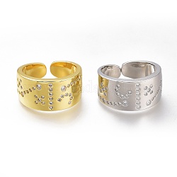 Латунные кольца из манжеты с прозрачным цирконием, открытые кольца, долговечный, разноцветные, размер США 7 (17.3 мм)