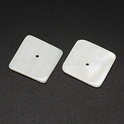Square Natural Freshwater Shell Beads, Creamy White, 22x22x2mm, Hole: 1mm