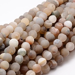 Teñido esmerilado natural ágata druzy geoda perlas redondas hebras, 10mm, agujero: 1 mm, aproximamente 38 pcs / cadena, 14.5 pulgada
