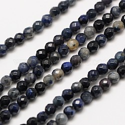 Natürlichen Edelstein Sodalith facettierte runde Perlen Stränge, 3 mm, Bohrung: 0.8 mm, ca. 136 Stk. / Strang, 16 Zoll