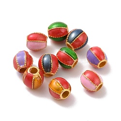Legierung Tibetische Perlen, mit Emaille, Rondell, mattgoldene Farbe, Mischfarbe, 6 mm, Bohrung: 2 mm