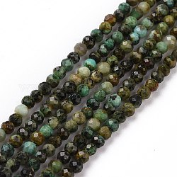 Fili di perle naturali di turchese africano (diaspro), sfaccettato, tondo, 2mm, Foro: 0.5 mm, circa 192pcs/filo, 6.10'' (15.5 cm)
