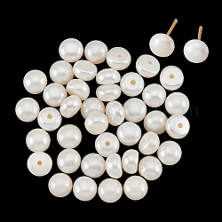 NBEADS 40 Pcs Half Drilled Hole Freshwater Pearl Beads, About 5~6mm Half Round White Natural Freshwater Pearls Loose Button Cultured Pearls Charms Beads for Earrings Pendants Jewelry Making